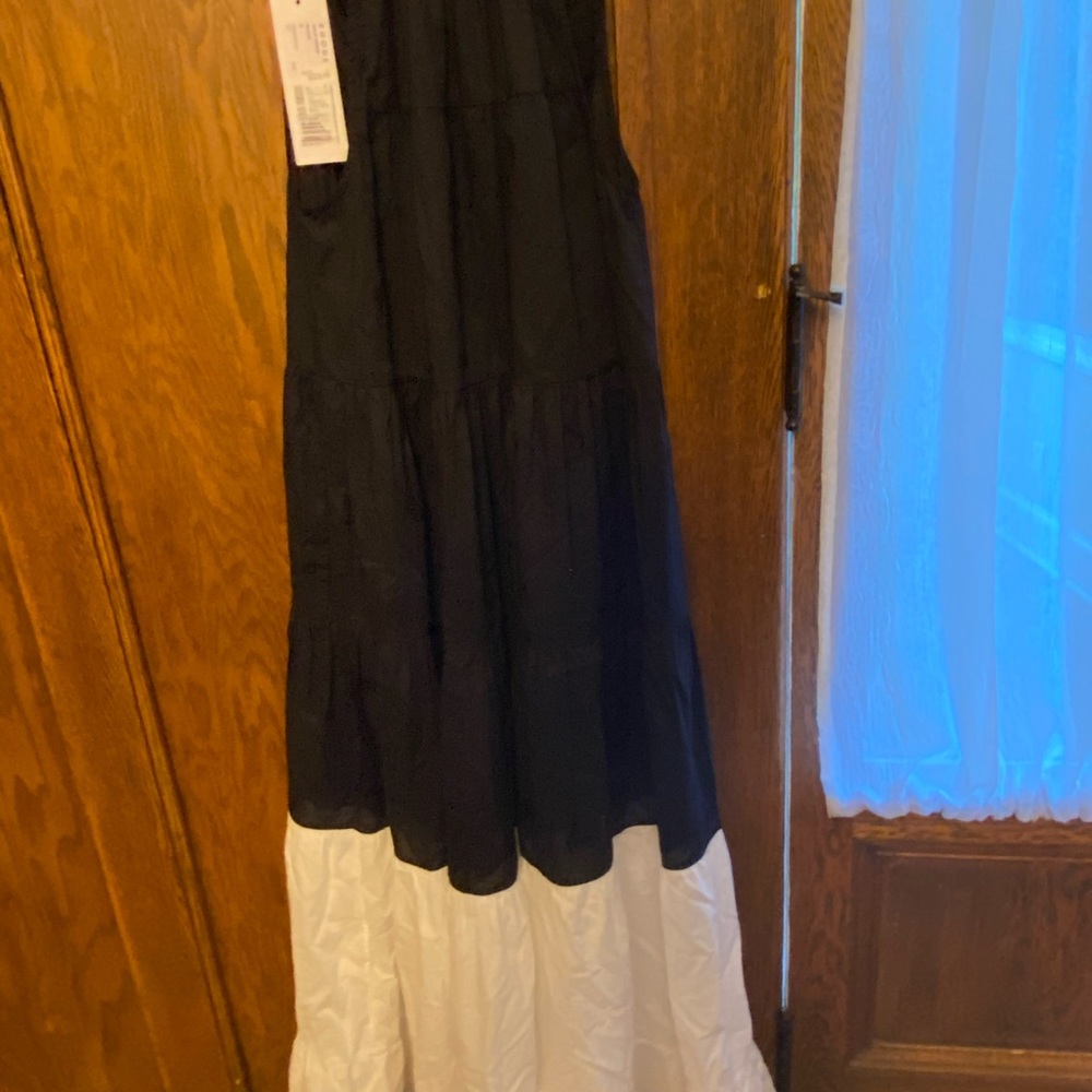 Rhode Julia Ruffle Neck Trapeze Dress In Blacks dress White size S - Picture 4 of 4